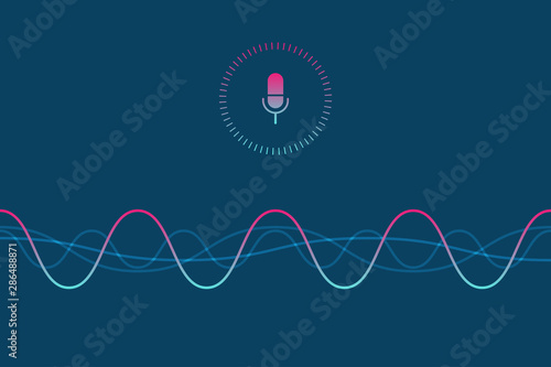 Personal assistant and voice recognition concept. Vector illustration of soundwave intelligent technologies.