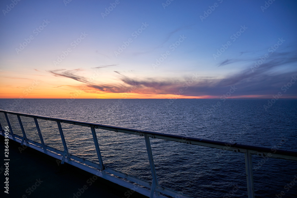 Sunset on a cruise ship deck