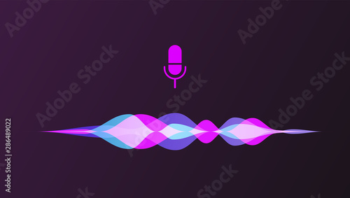 Personal assistant and voice recognition concept gradient logo. Vector illustration of soundwave intelligent technologies.