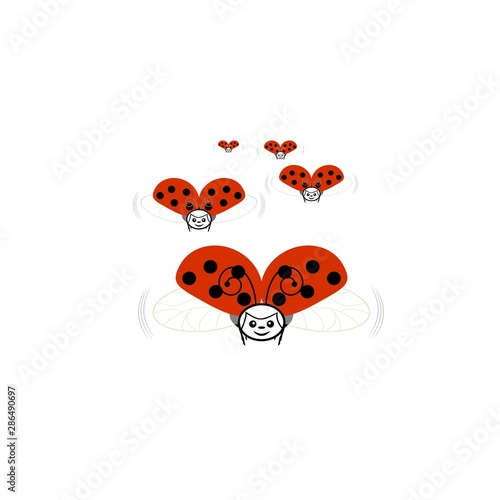 T shirt typography graphic with ladybird fly. Lady bird. Fashion stylish print for sports wear. Template for t-shirt, apparel, card, poster, etc. Design element. Vector illustration.