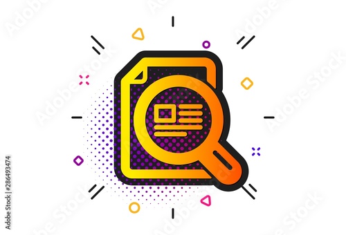 Ð¡opyright sign. Halftone circles pattern. Check article icon. Magnifying glass symbol. Classic flat check article icon. Vector