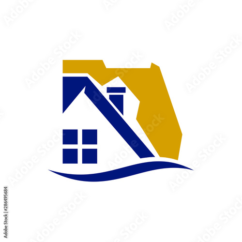 Florida Map Vector Logo. House Icon and Symbol. Eps 10.