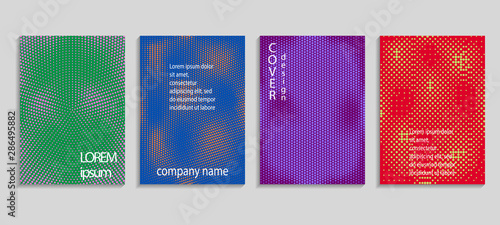Minimalistic abstract vector halftone covers design. Future geometric template. Vector templates for placards, banners, flyers, presentations and reports