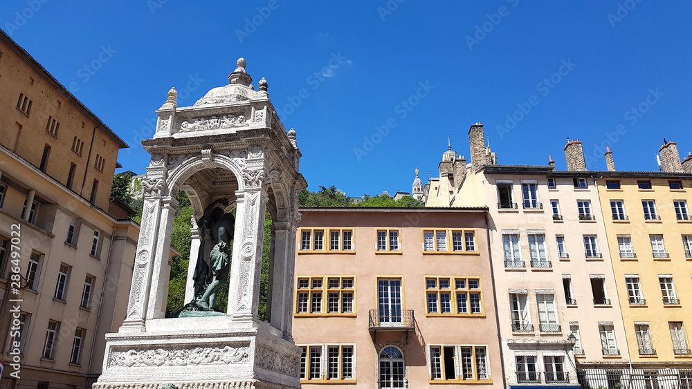 Place Saint Jean and Basilica of Notre-Dame de Fourvire in Lyon, France