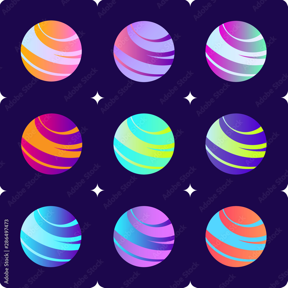 Pattern of colorful planets