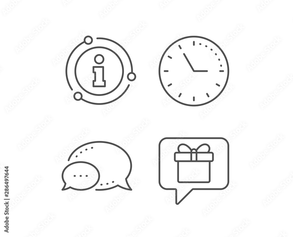 Dreaming of Gift line icon. Chat bubble, info sign elements. Present box sign. Birthday Shopping symbol. Package in Gift Wrap. Linear wish list outline icon. Information bubble. Vector Dreaming of Gift line icon. Chat bubble, info sign elements. Present box sign. Birthday Shopping symbol. Package in Gift Wrap. Linear wish list outline icon. Information bubble. Vector
