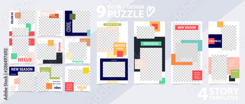Trendy editable template for social networks stories and posts, vector