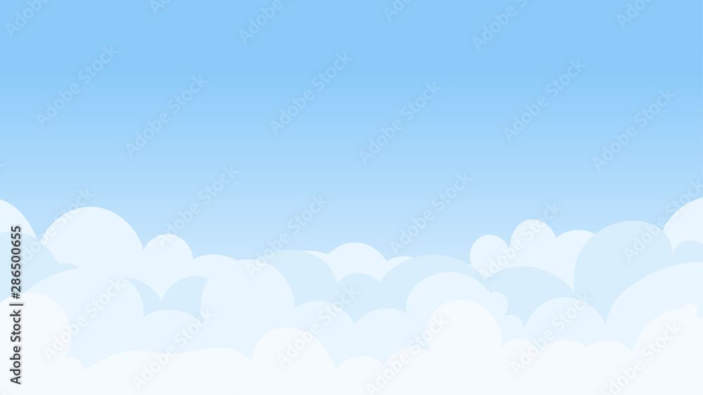 Landscape blue sky and white clouds on sunny day.Sky and cloud background.cartoon concetp.Vector illustration