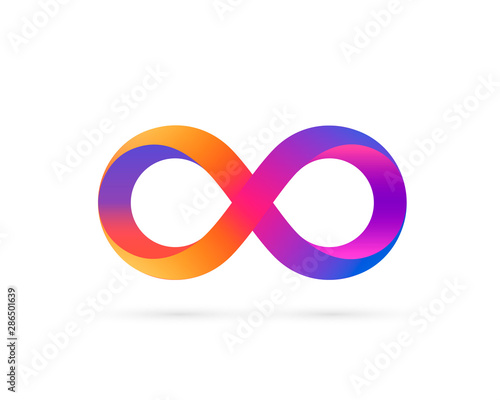 Infinity symbol with color gradient, colored icon.