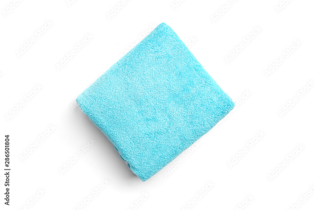 Blue towel isolated on white background. Blue towel isolated on white background.