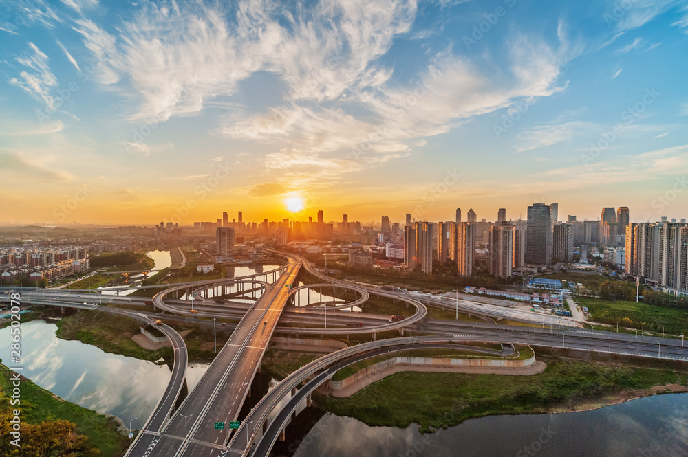 Fototapeta premium Sunrise of Urban Overpass