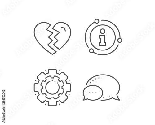 Break up Love line icon. Chat bubble, info sign elements. Divorce sign. Valentines day symbol. Linear break up outline icon. Information bubble. Vector