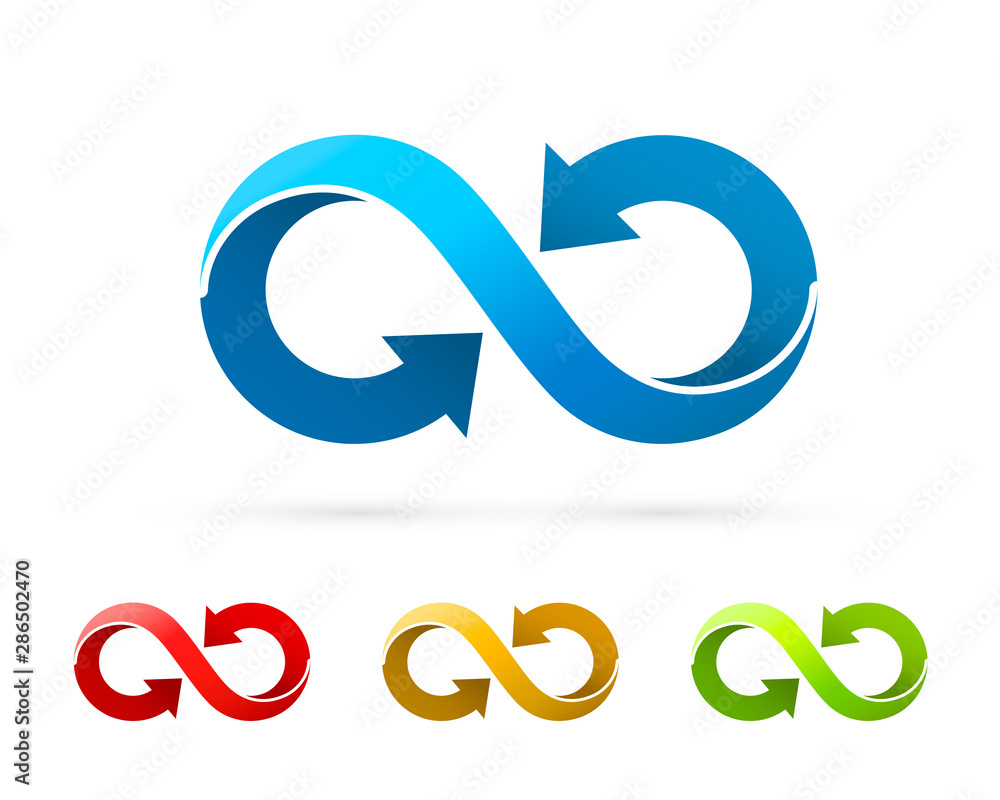 Symbol of infinity art info, color set collection. Symbol of infinity art info, color set collection.