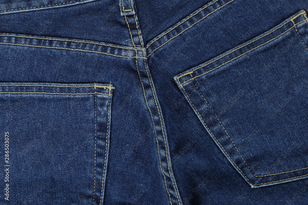 Clothes, shoes and accessories - Top view blue jeans pockets Clothes, shoes and accessories - Top view blue jeans pockets