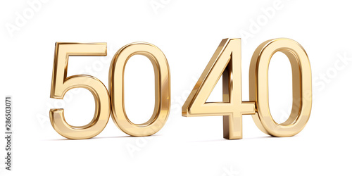 50 40 golden bold letters isolated on white 3d-illustration