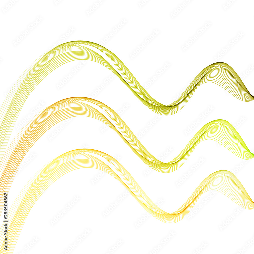 Set of horizontal yellow-green waves on a white background Set of horizontal yellow-green waves on a white background