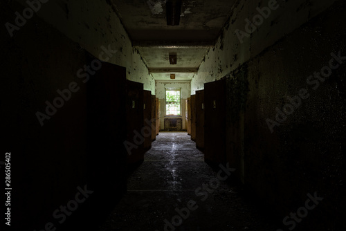 Derelict Dark Hallway - Abandoned Creedmoor State Hospital - Queens  New York City  New York