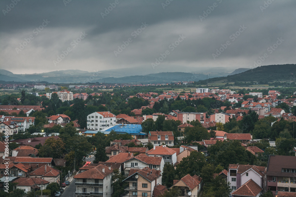 View on a city of Niš on a cloudy morning
