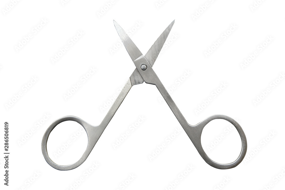 Nail scissors close up. Isolated on a white background. Nail scissors close up. Isolated on a white background.