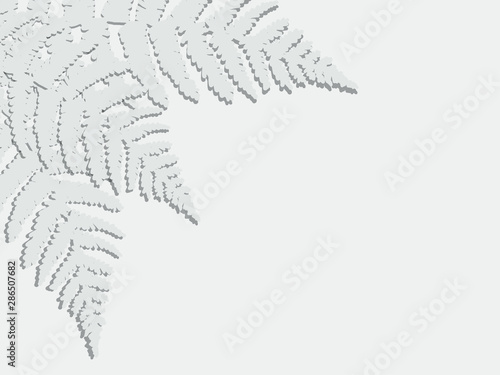 Creative paper cut white tropical leaves on Gradient background. Minimal summer exotic concept with copy space. Border arrangement. Paper art