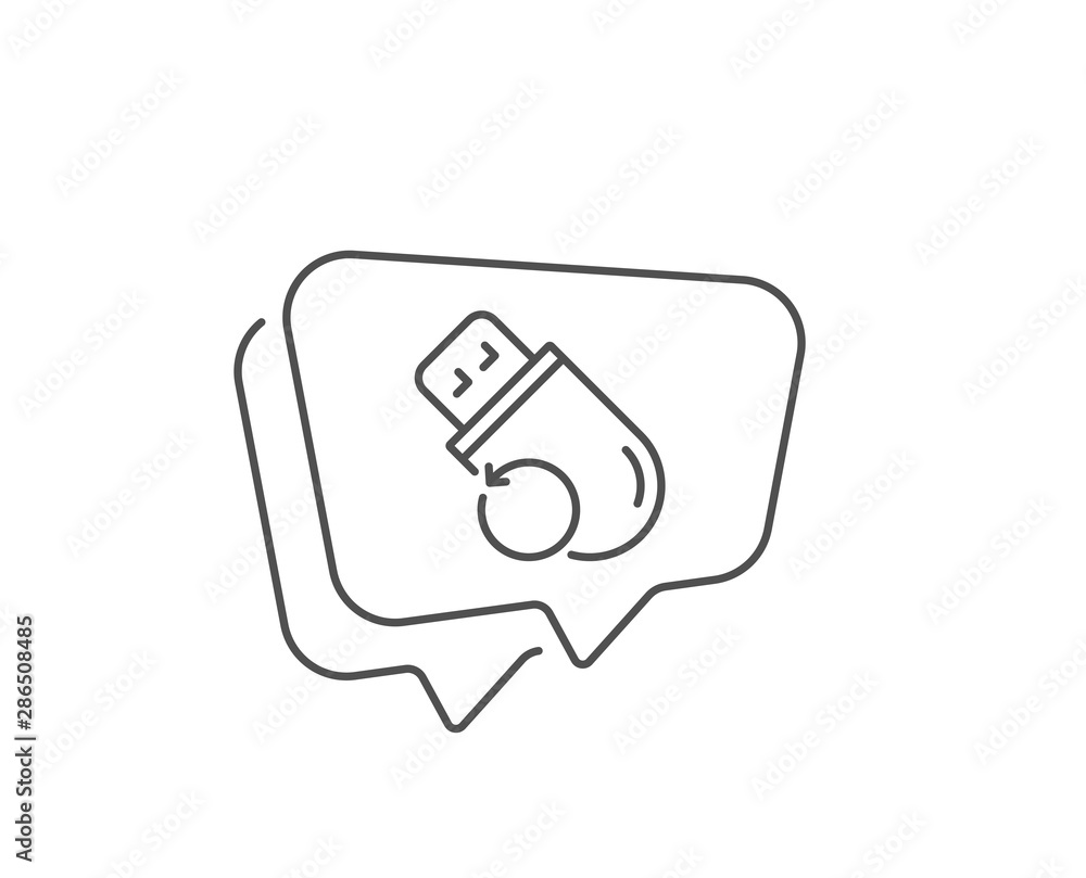 Recovery usb memory line icon. Chat bubble design. Backup data sign. Restore information symbol. Outline concept. Thin line flash memory icon. Vector Recovery usb memory line icon. Chat bubble design. Backup data sign. Restore information symbol. Outline concept. Thin line flash memory icon. Vector