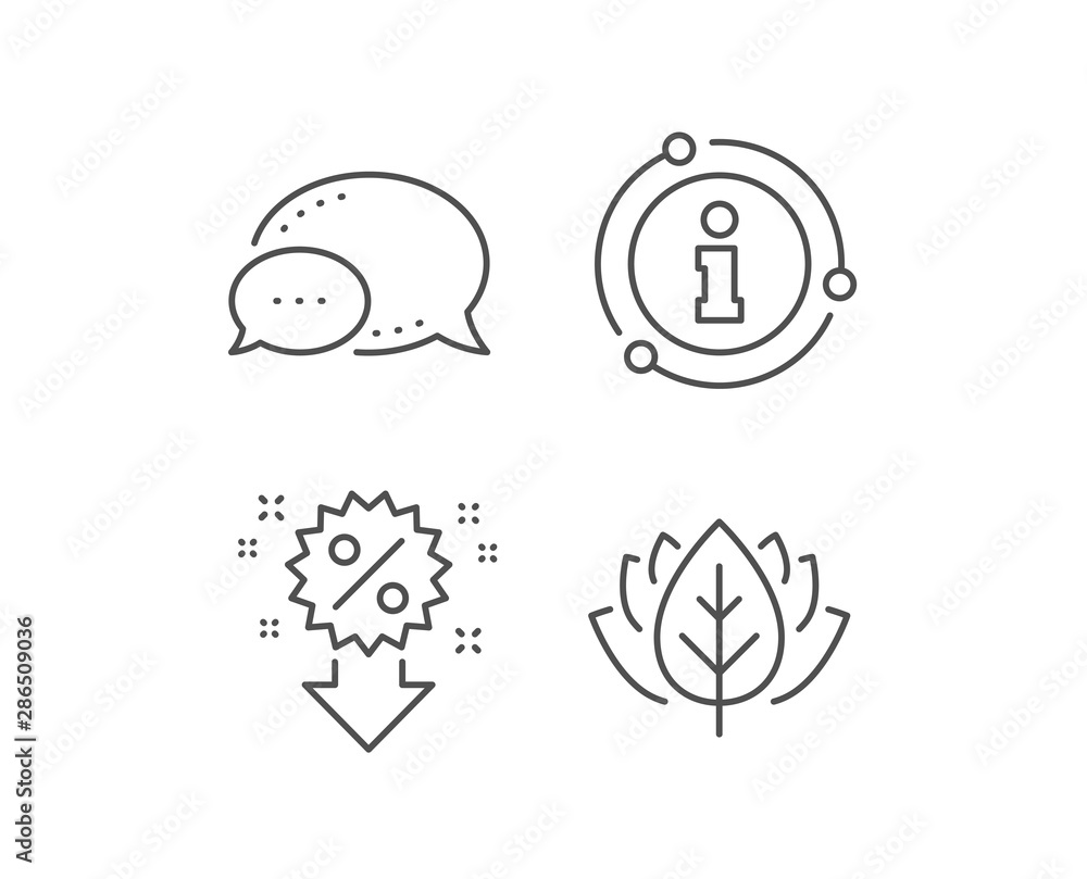 Discount line icon. Chat bubble, info sign elements. Sale shopping sign. Clearance symbol. Linear discount outline icon. Information bubble. Vector Discount line icon. Chat bubble, info sign elements. Sale shopping sign. Clearance symbol. Linear discount outline icon. Information bubble. Vector