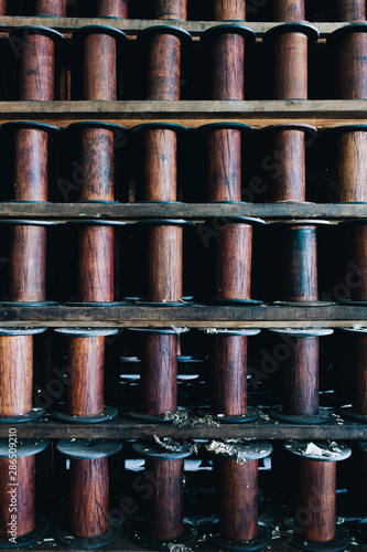 Vintage Wood Spools / Bobbins - Abandoned Lonaconing Silk Mill - Maryland photo