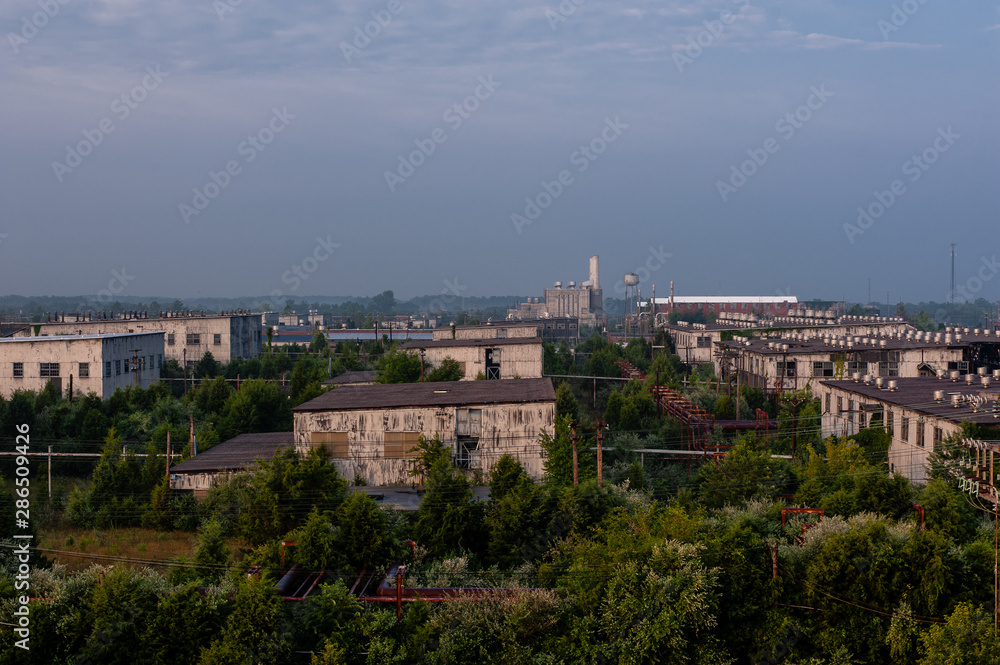 Sunrise / Early Morning View of Abandoned Buildings in Forest - Indiana Army Ammunition Plant - Charlestown, Indiana