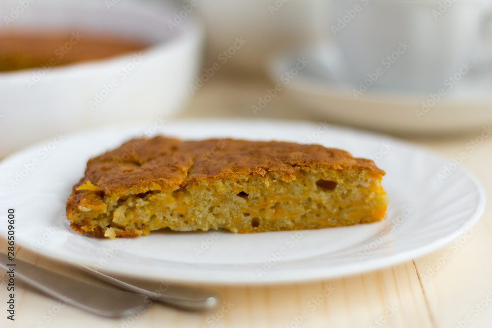 delicious fresh Homemade pumpkin pie, a traditional autumn cakes