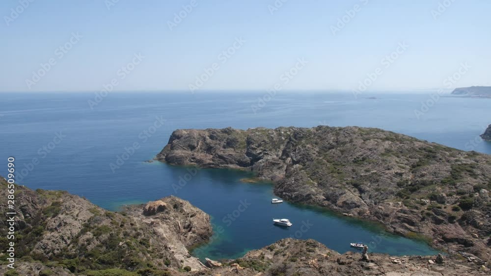Panorama. Rocks that undressed in the azure ocean. 4K Slow Mo Panorama. Rocks that undressed in the azure ocean. 4K Slow Mo