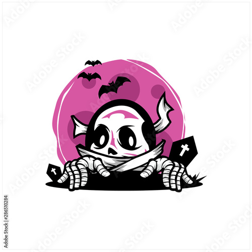 Skeleton Head Halloween Therme Logo Vector