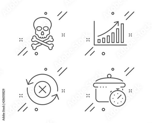 Wallpaper Mural Graph chart, Chemical hazard and Reject refresh line icons set. Boiling pan sign. Growth report, Toxic death, Update rejection. Cooking timer. Technology set. Line graph chart outline icon. Vector Torontodigital.ca