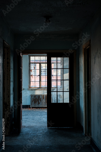 Derelict Door + Windows + Vintage Radiator - Abandoned Mayview State Hospital - Pittsburgh, Pennsylvania