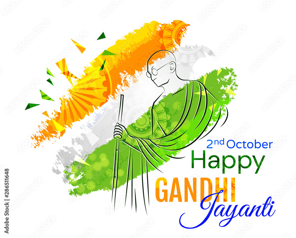 Colorful poster or card design for the Gandhi Jayanti holiday ...