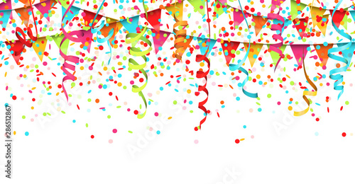 seamless colored confetti  streamers and garlands background