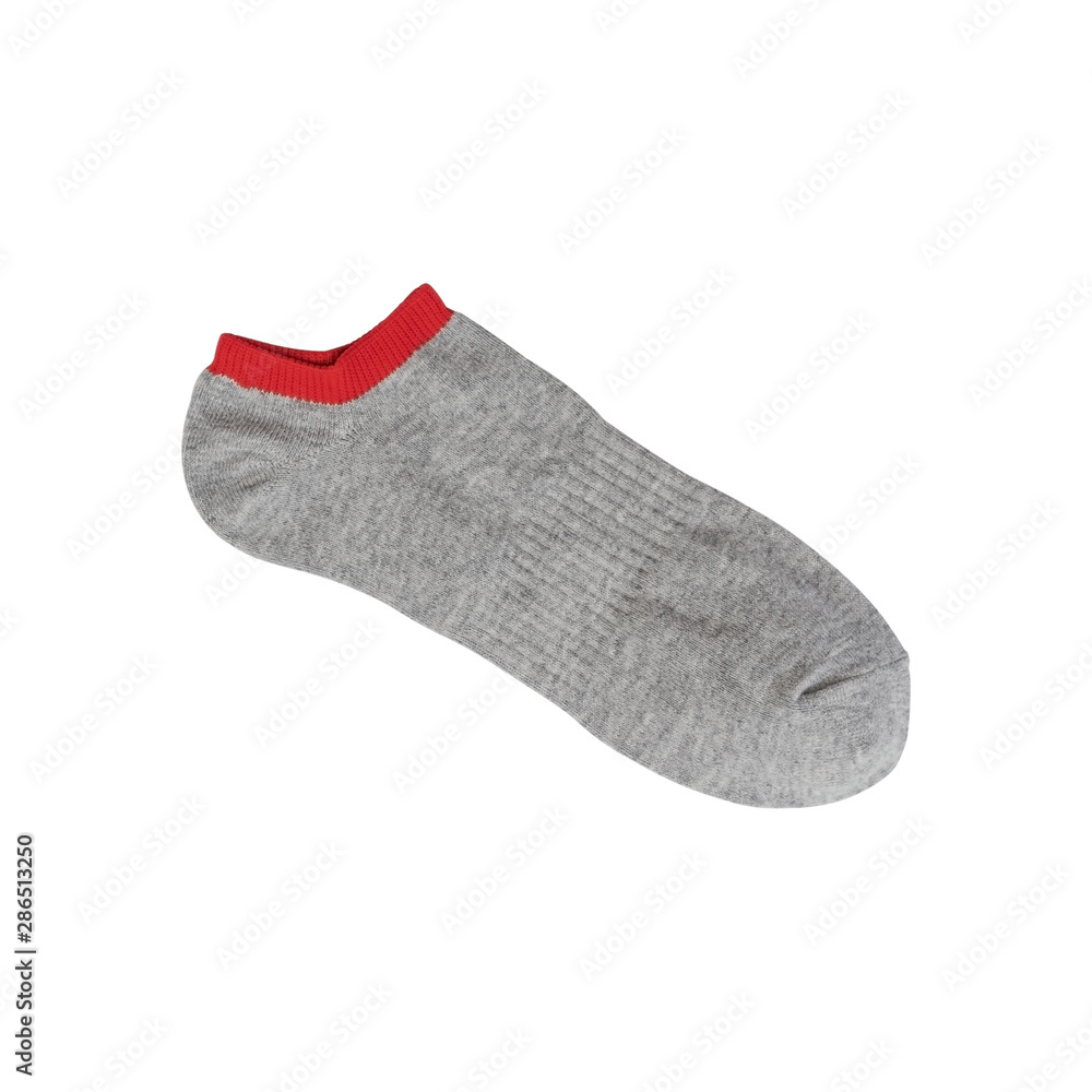Gray short sport sock isolated on white background. Gray short sport sock isolated on white background.