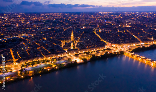 Illuminated Bordeaux city at night