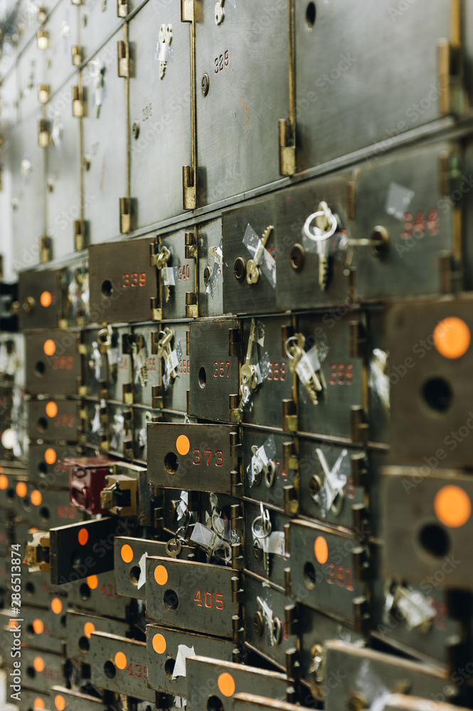 Fototapeta premium Derelict Steel Safety Deposit Boxes - Abandoned Dollar Bank - Youngstown, Ohio