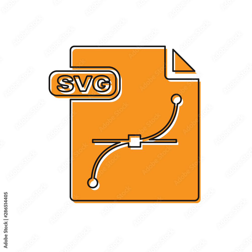 Orange SVG file document. Download svg button icon isolated on white