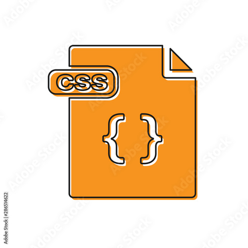 Orange CSS file document. Download css button icon isolated on white background. CSS file symbol. Vector Illustration