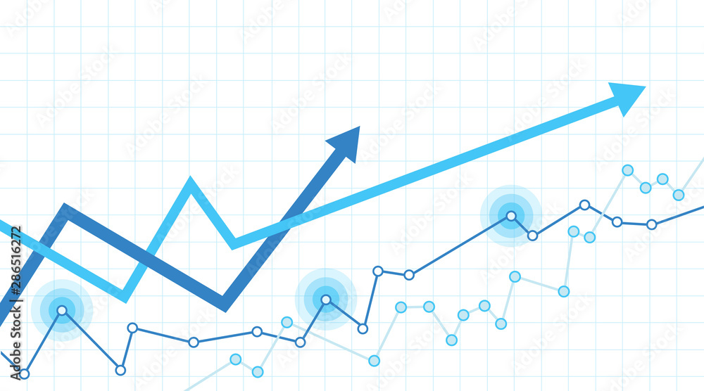 Abstract financial chart with arrows going up