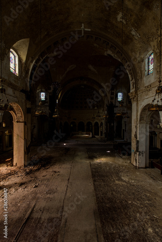 Derelict Sanctuary   Stained Glass Windows - Abandoned Monastery - Boston  Massachusetts