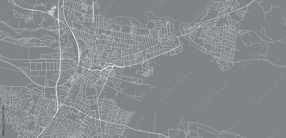 Urban vector city map of Horsen, Denmark