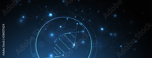 Science template, abstract background with a 3D DNA molecules. Vector illustration.