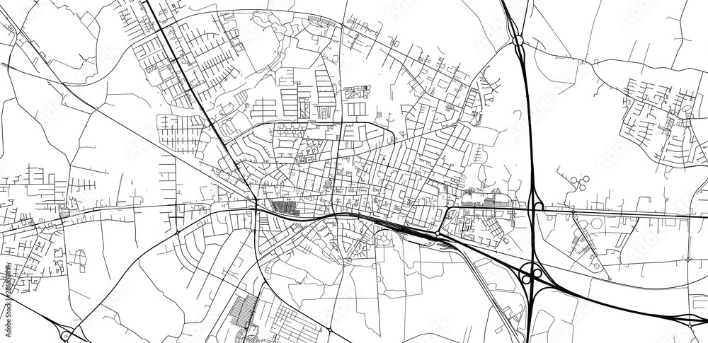 Urban vector city map of Herning, Denmark