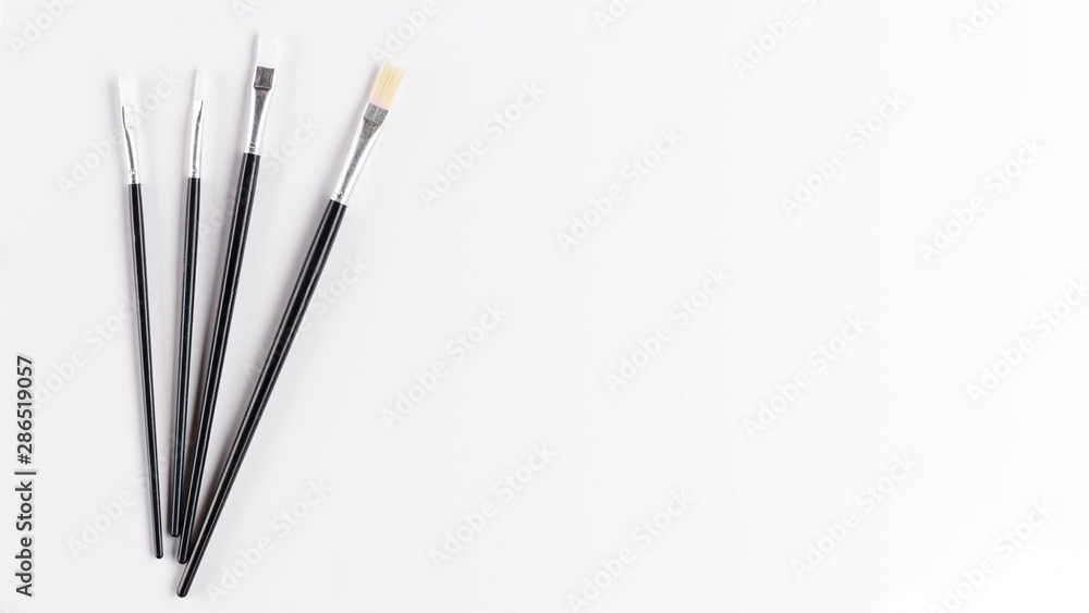 Top view of clean paint brushes Top view of clean paint brushes