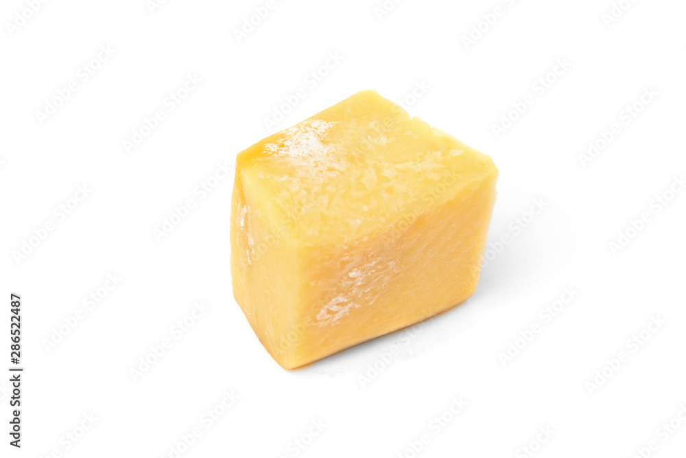 Cheese with mold isolated on white background.