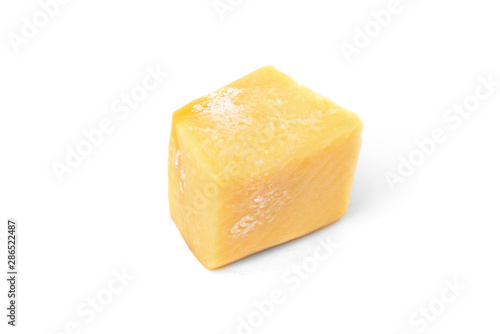 Cheese with mold isolated on white background.