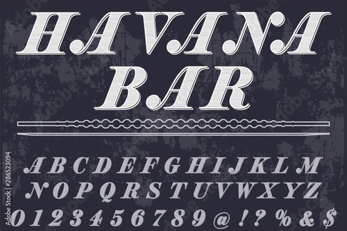 abc Classic vintage decorative font label design named vintage havana bar