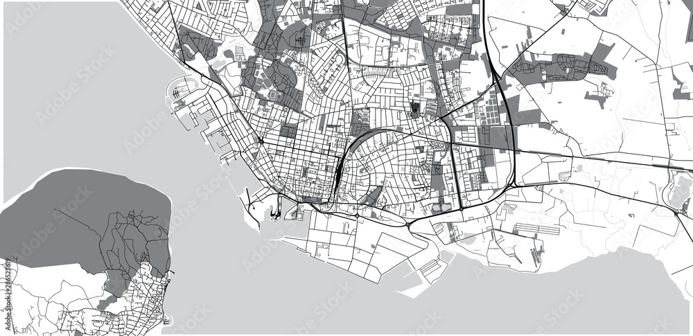 Obraz premium Urban vector city map of Esbjerg, Denmark